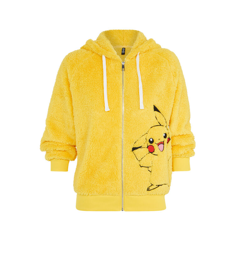 Veste polaire à capuche print pikachu pikaballiz jaune.