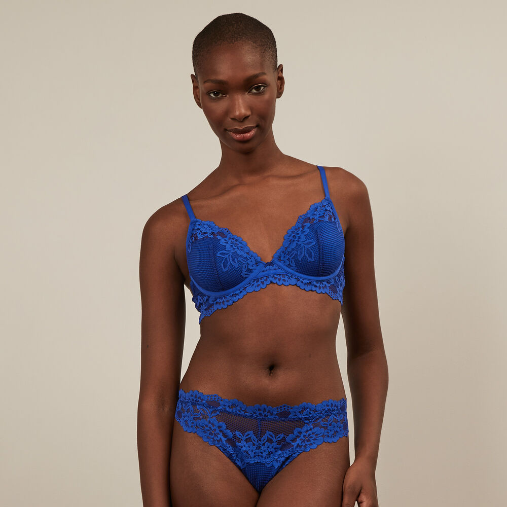 Tanga en dentelle - bleu roi bleu.