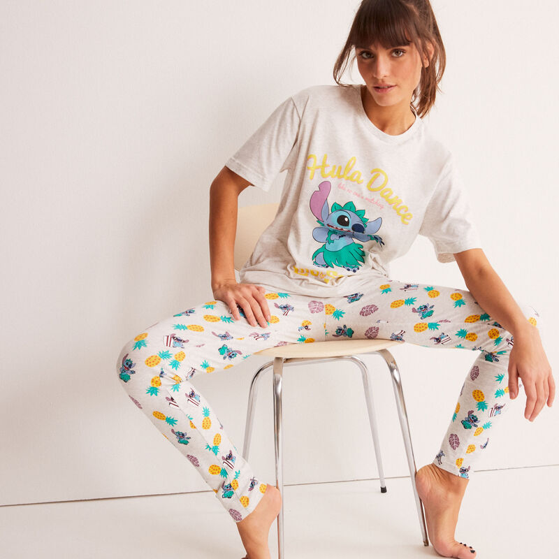 top met Stitch Hula Dance print - ecru top met Stitch Hula Dance print - ecru;