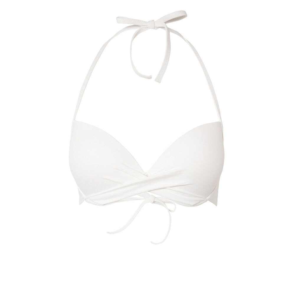 Push-up bikinitop met blote rug en gedraaid decolleté - ecru ecru.