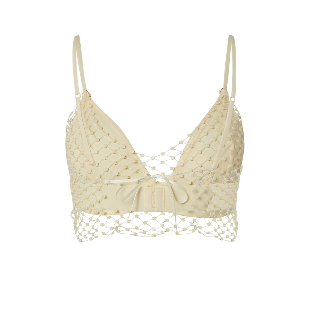 Triangel beha met crop top effect en parels - ecru ecru.