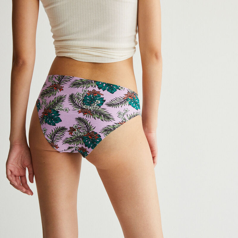 tanga en coton à motifs tropiques - lilas tanga en coton à motifs tropiques - lilas;