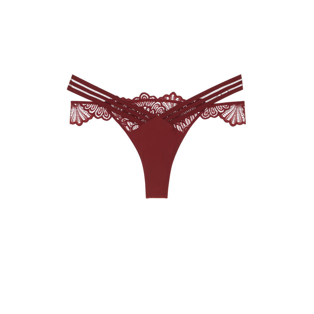 Tanga empiècement dentelle - bordeaux bordeaux.