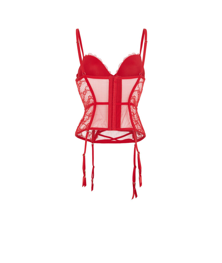 Guêpière push-up en dentelle solairaliz rouge.