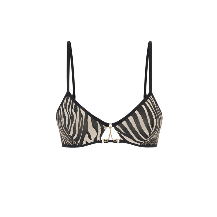 Brassière sans armatures print zébré détail chaine goldenglamiz vanille.