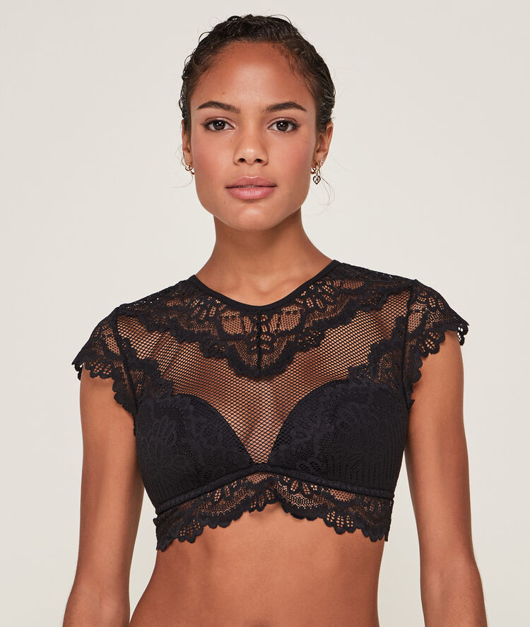 Soutien-gorge brassi&egrave;re dentelle - noir noir.