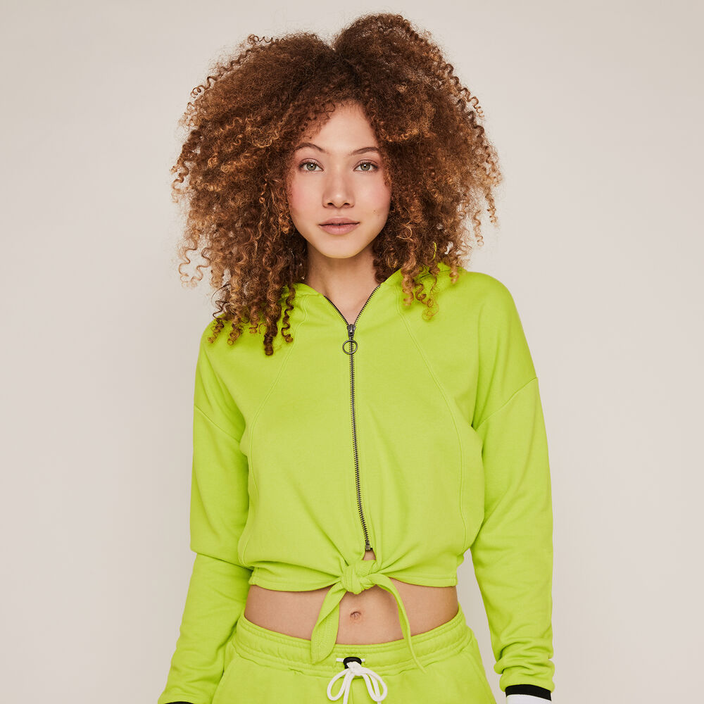 Sweat &agrave; capuche et zip - vert vert.