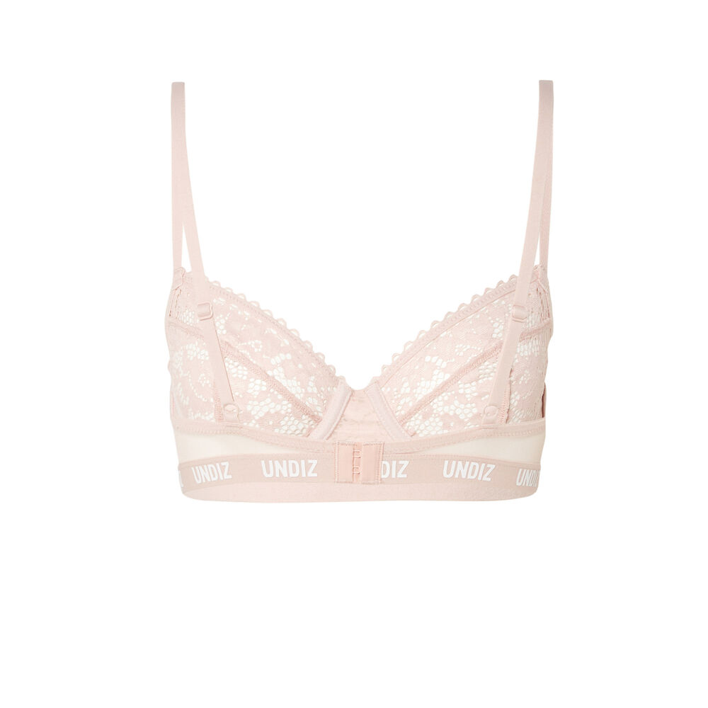 Bustier van kant en netstof met elastische details - lichtroze roze.