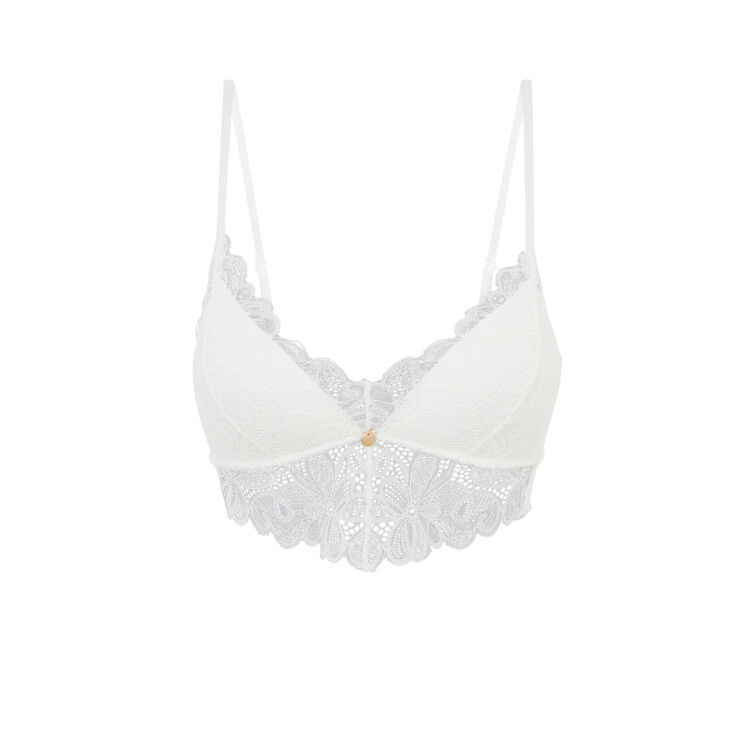 Soutien-gorge triangle à coques en dentelle pampiz blanc.