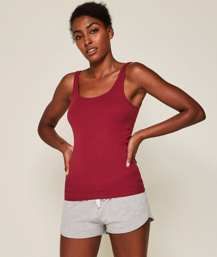 Top d&eacute;bardeur en jersey uni debidiz  rhubarbe.