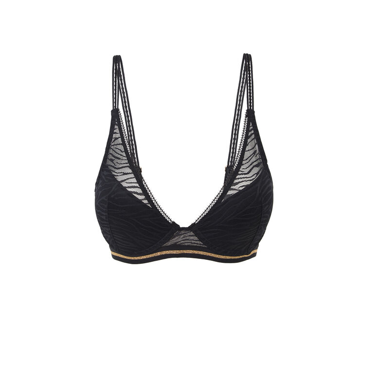 Soutien-gorge push tulle effet zébré zebrimeshiz noir.