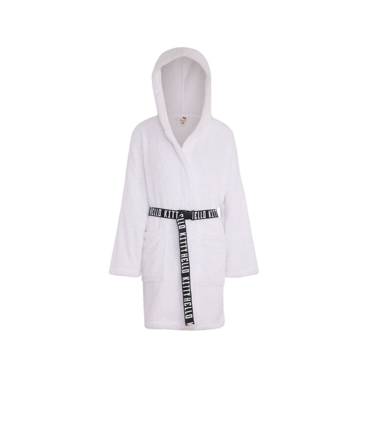 Peignoir polaire broderie hello kitty kittiniz blanc.