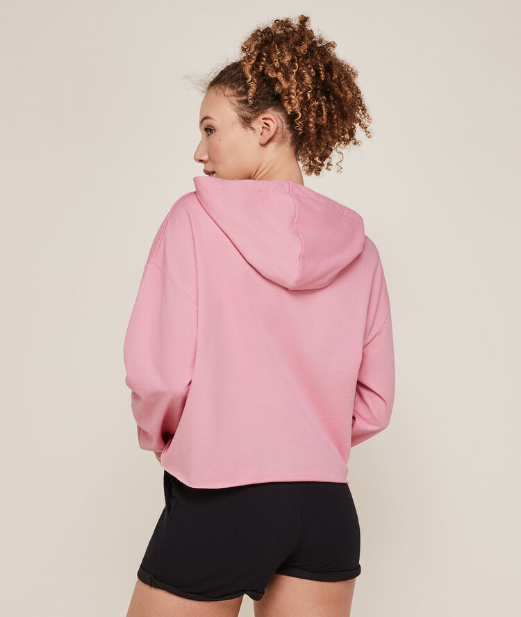 Sweat &agrave; capuche &agrave; message - rose  rose.