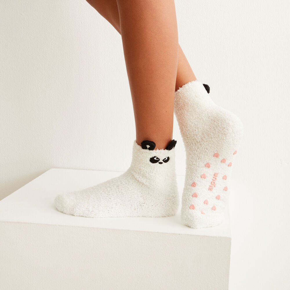 Chaussettes panda grognon - blanc blanc.