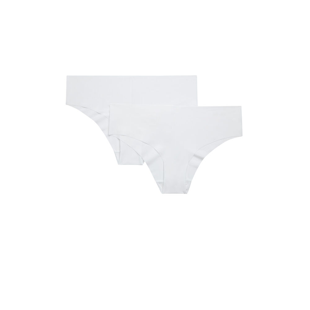 Set van twee wite shorty’s in microvezelstof white.