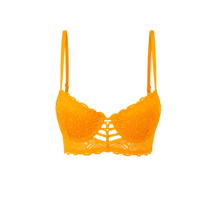 Soutien-gorge bustier push-up en dentelle marceliz safran.
