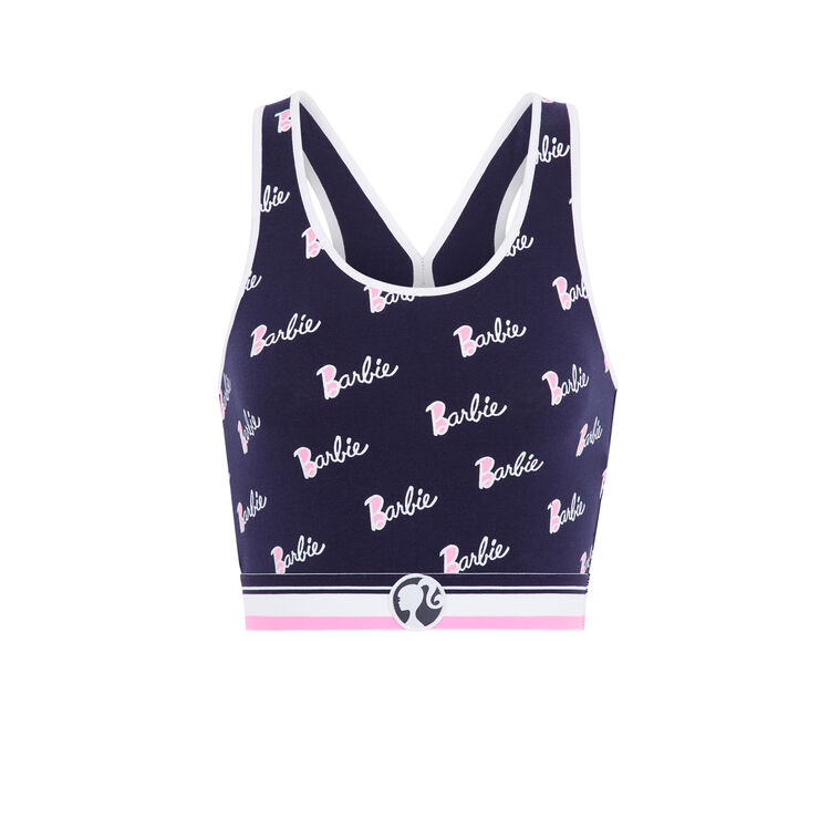 Top brassiere imprime logo barbie chambarbiz bleu marine.