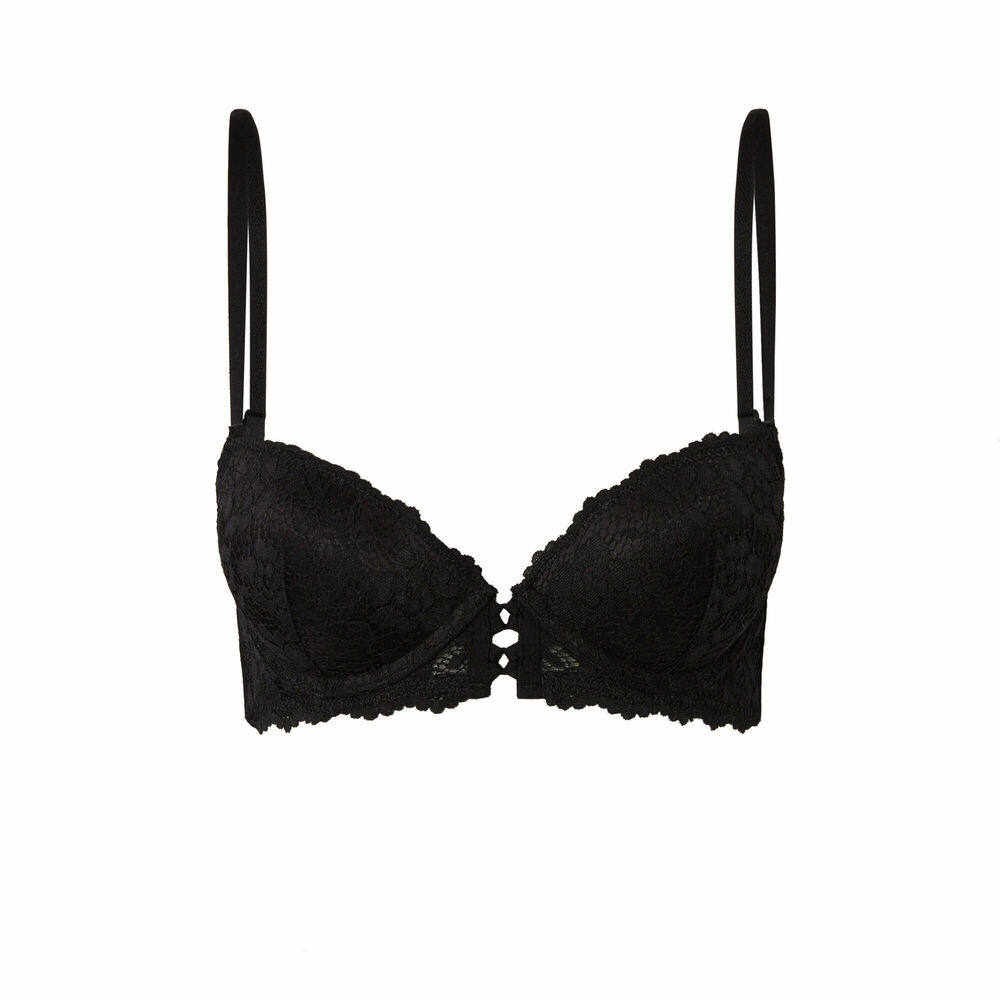 Soutien-gorge ampliforme en dentelle fleurie - noir noir.