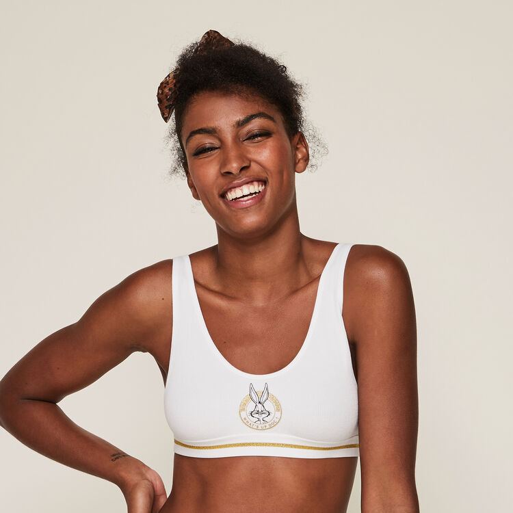Brassière sans armatures print bugs bunny bunblutiz blanc.