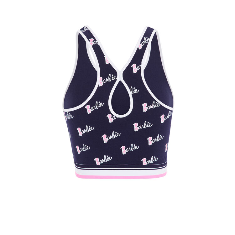 Top brassiere imprime logo barbie chambarbiz bleu marine.