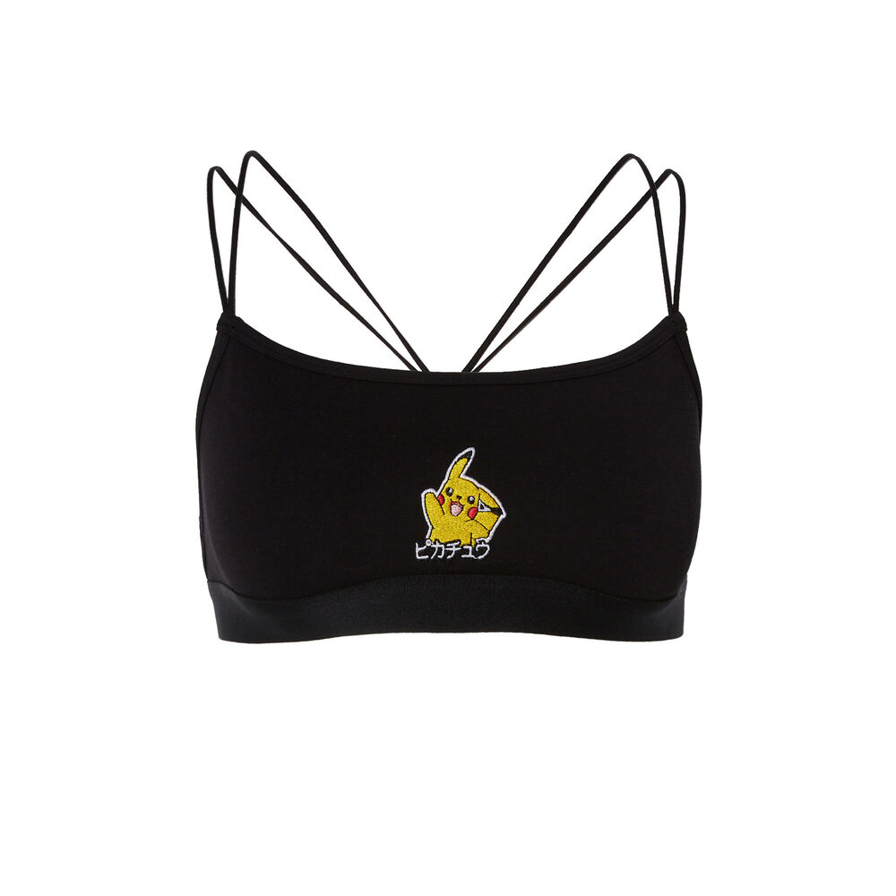 Beha met pikachu print en bandjes - zwart zwart.