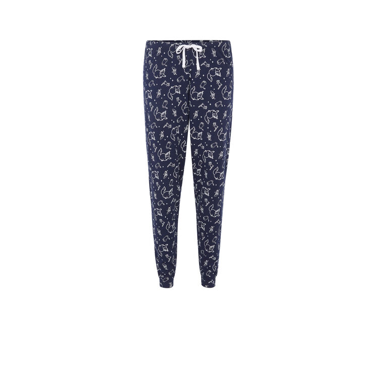 Pantalon à motifs licence cendrillon bleu marine.