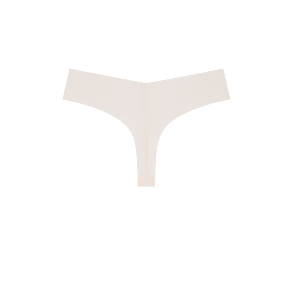 Tanga van microvezel en kant - lichtroze roze.