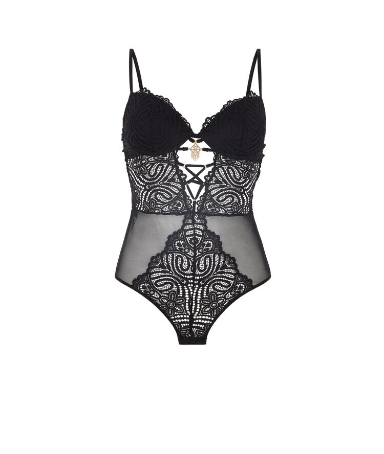 Body push up en dentelle - noir noir.