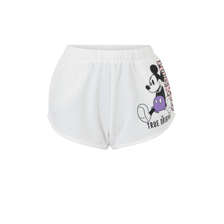 Short molleton print mickey mickeymousiz blanc cassé.