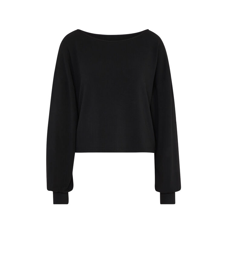 Sweat col bateau détail broderie doguipiz noir.