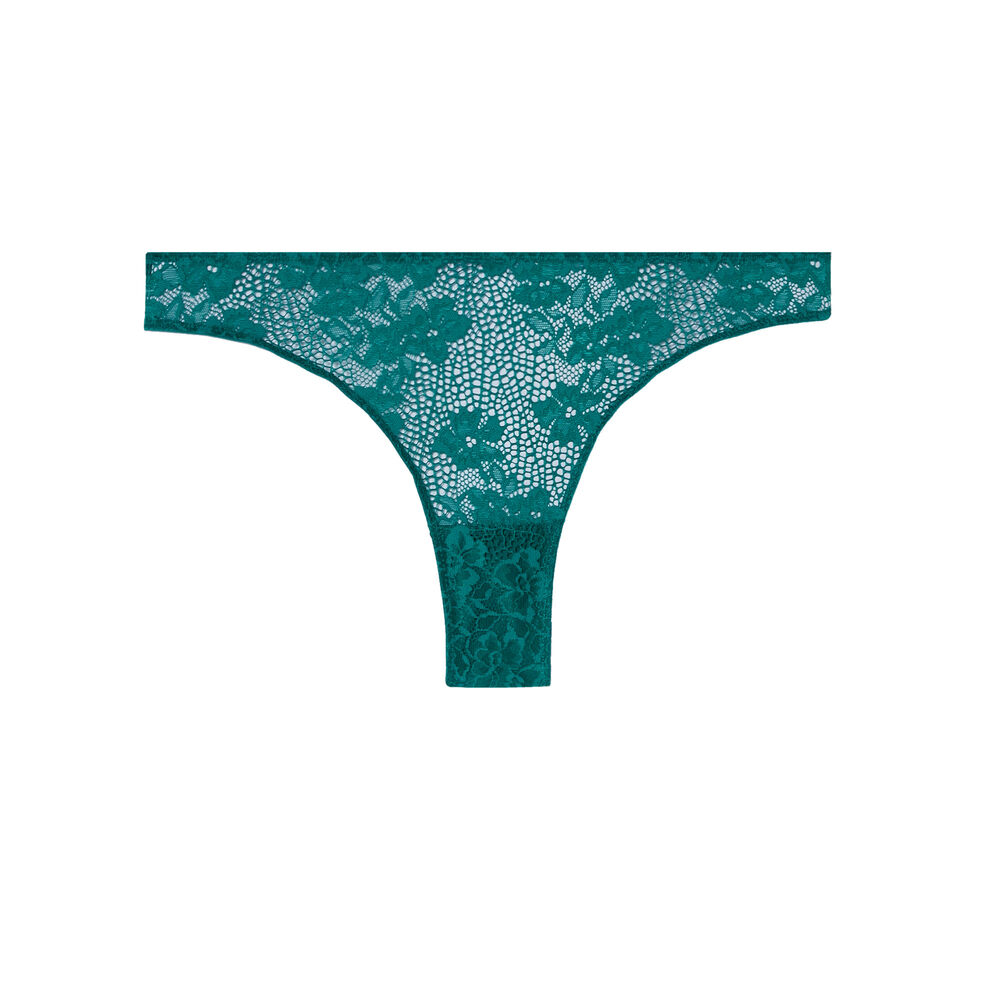 Kanten tanga met veterdetail - groen groen.