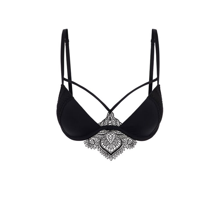 Soutien-gorge push en micro effet tatouage tattoogirliz noir.