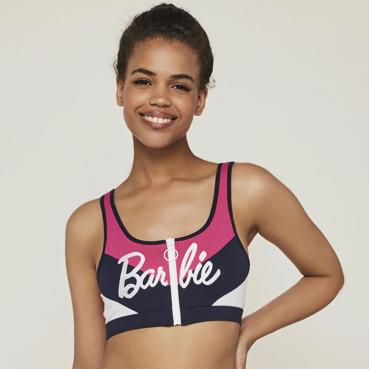 Brassiere a zip logo barbie pinkbarbiz fushia.