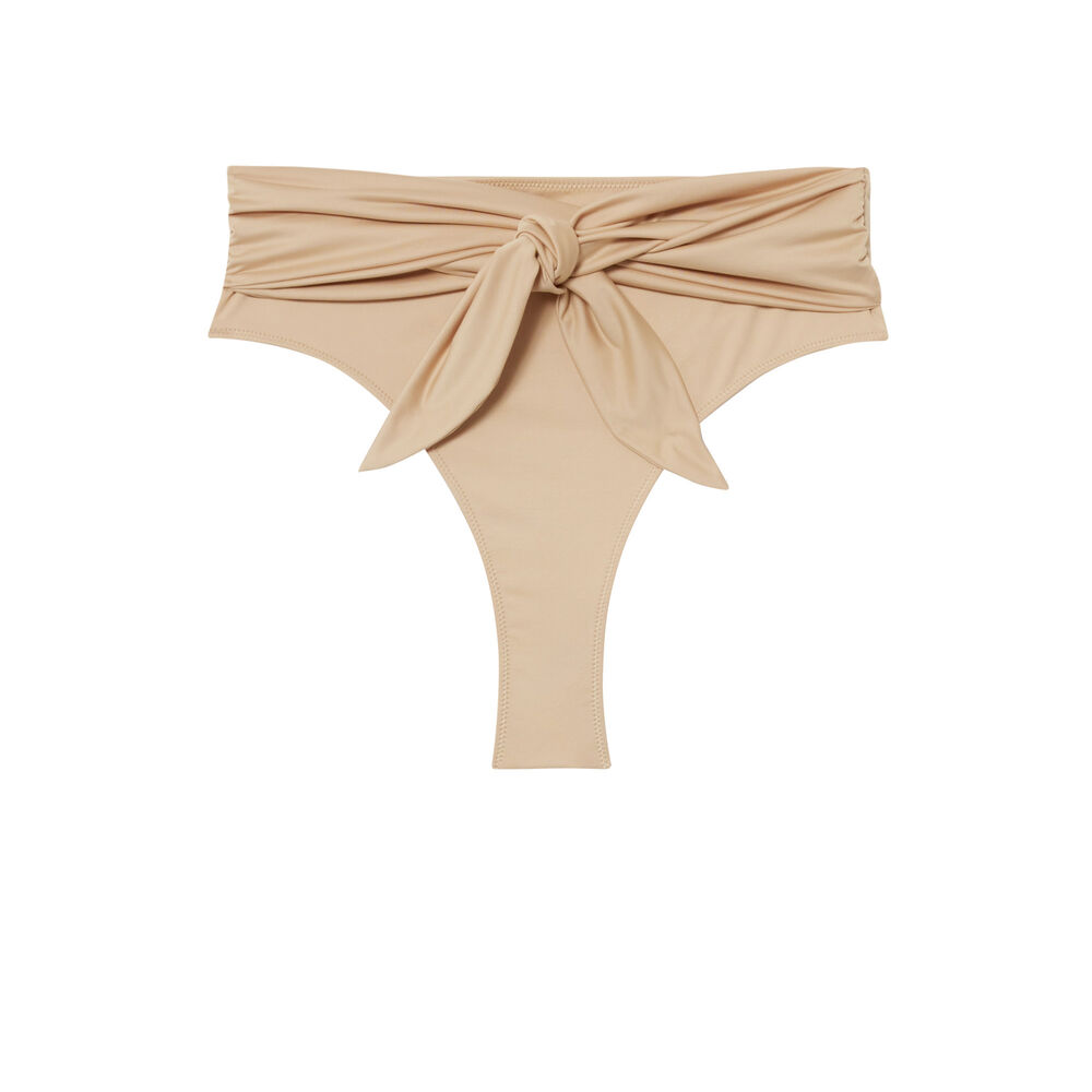 Bikinibroekje met geknoopte zijkanten x romy - beige beige.