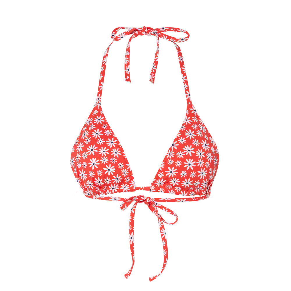 Bikinitop triangelvorm met bloemenmotief - rood rood.