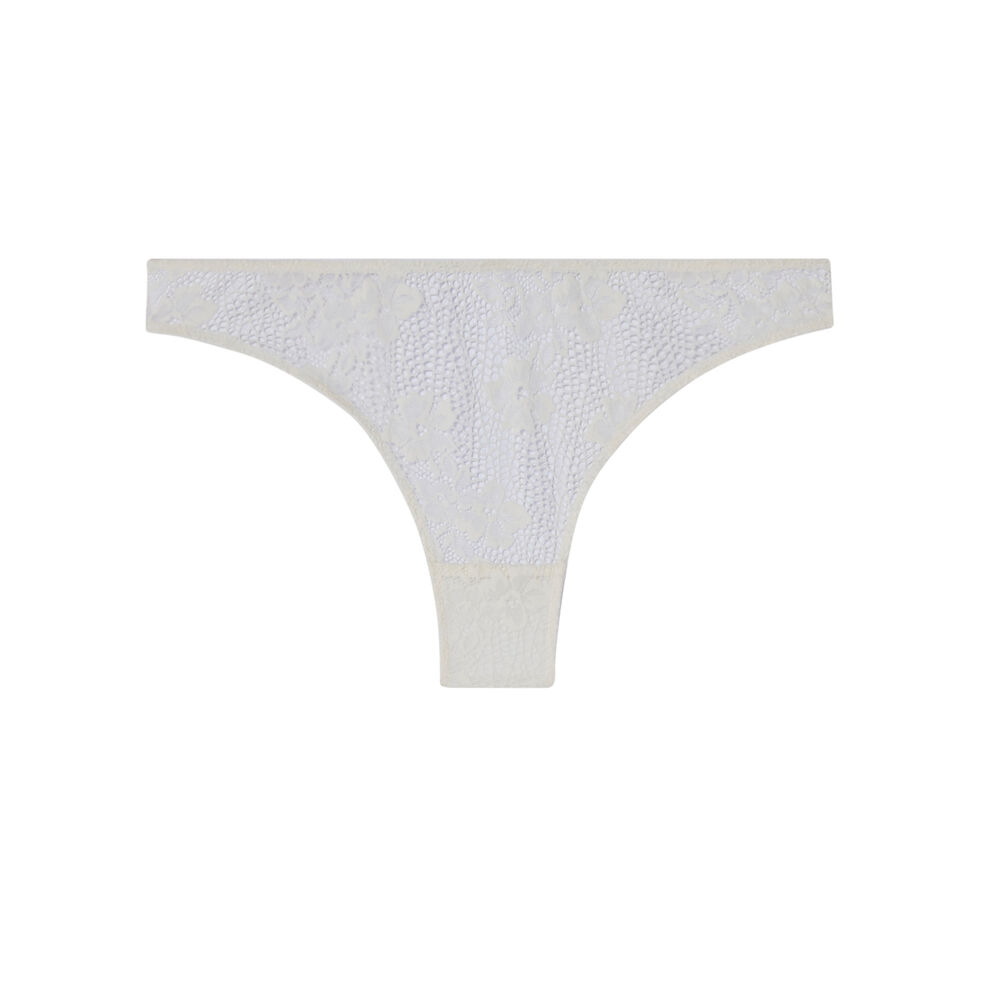Kanten tanga met veterdetail - ecru ecru.