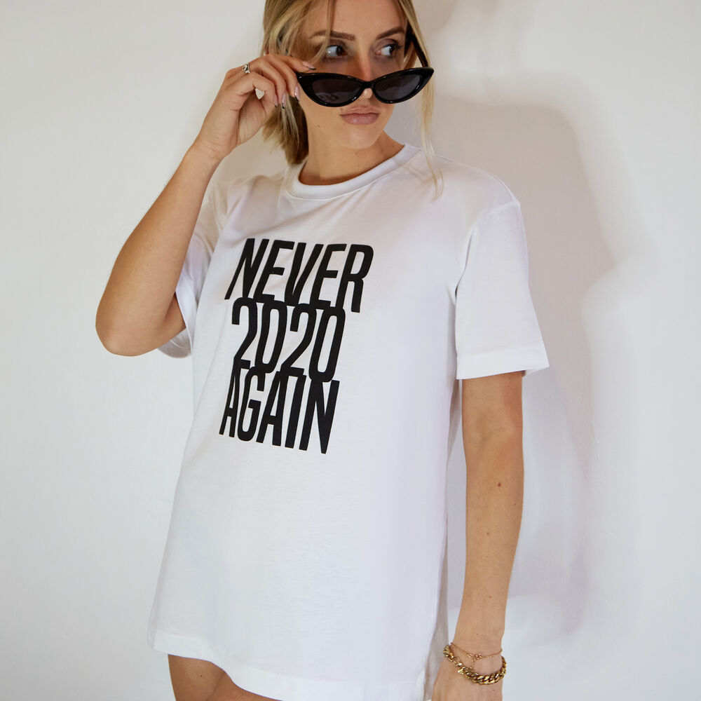 Top &agrave; message never 2020 again - blanc blanc.