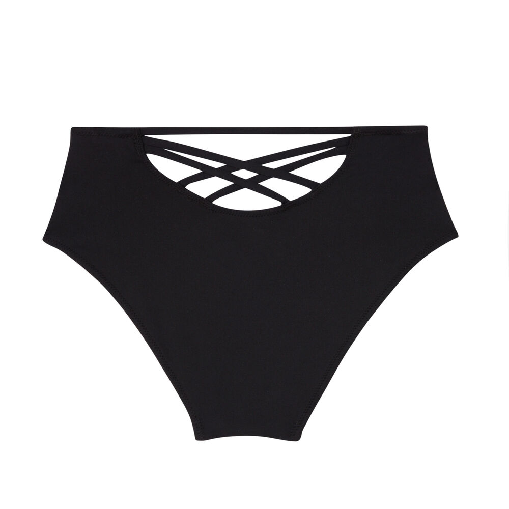 Bikinibroekje in slipvorm met hoge taille - zwart zwart.