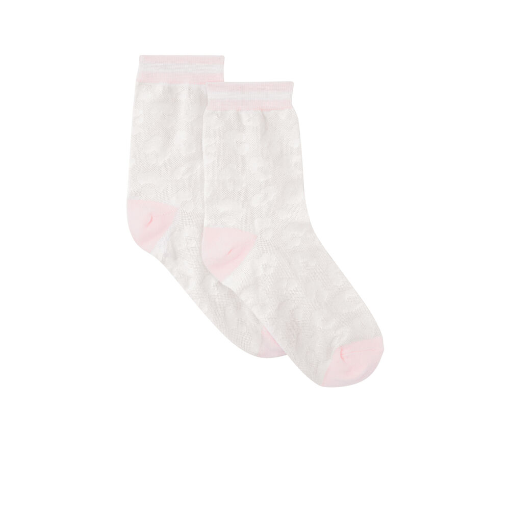 Chaussettes jacquard l&eacute;opard - blanc blanc.