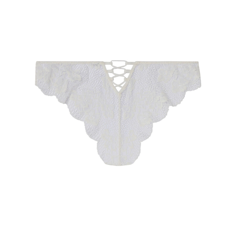 Kanten tanga met veterdetail - ecru ecru.