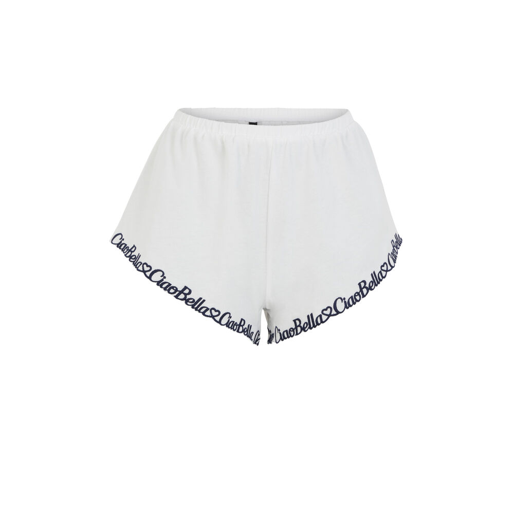 Short met borduursel ciao bella - wit wit.