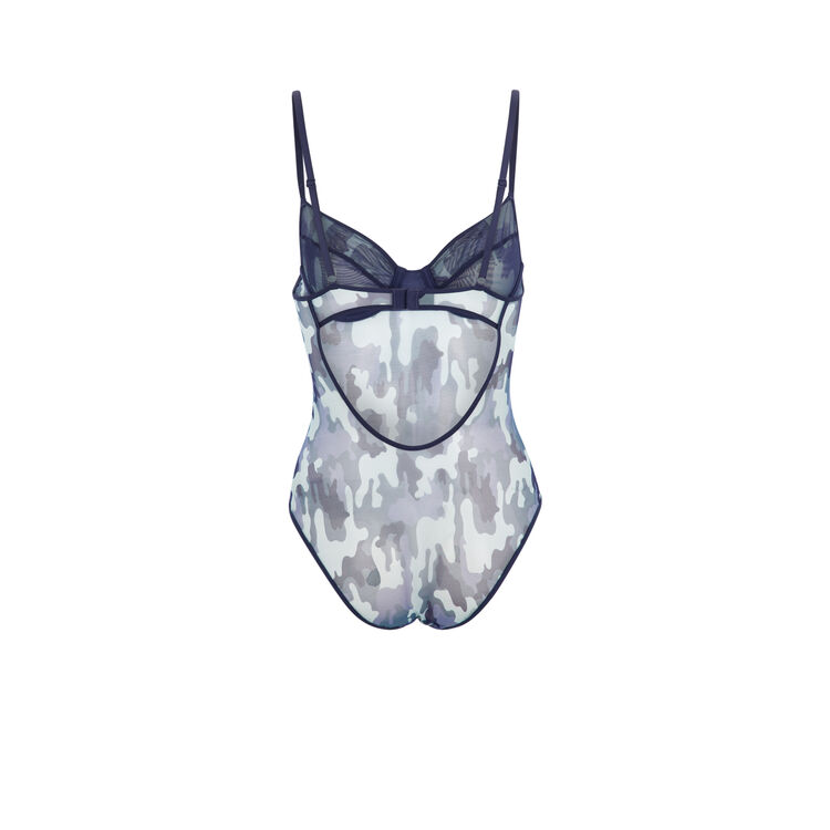 Body tulle imprime camouflage camistreetiz bleu.