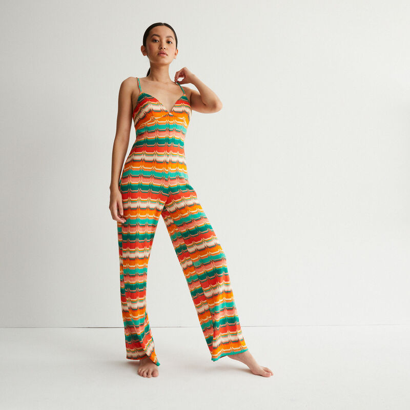 jumpsuit met print en striksluiting - groen jumpsuit met print en striksluiting - groen;