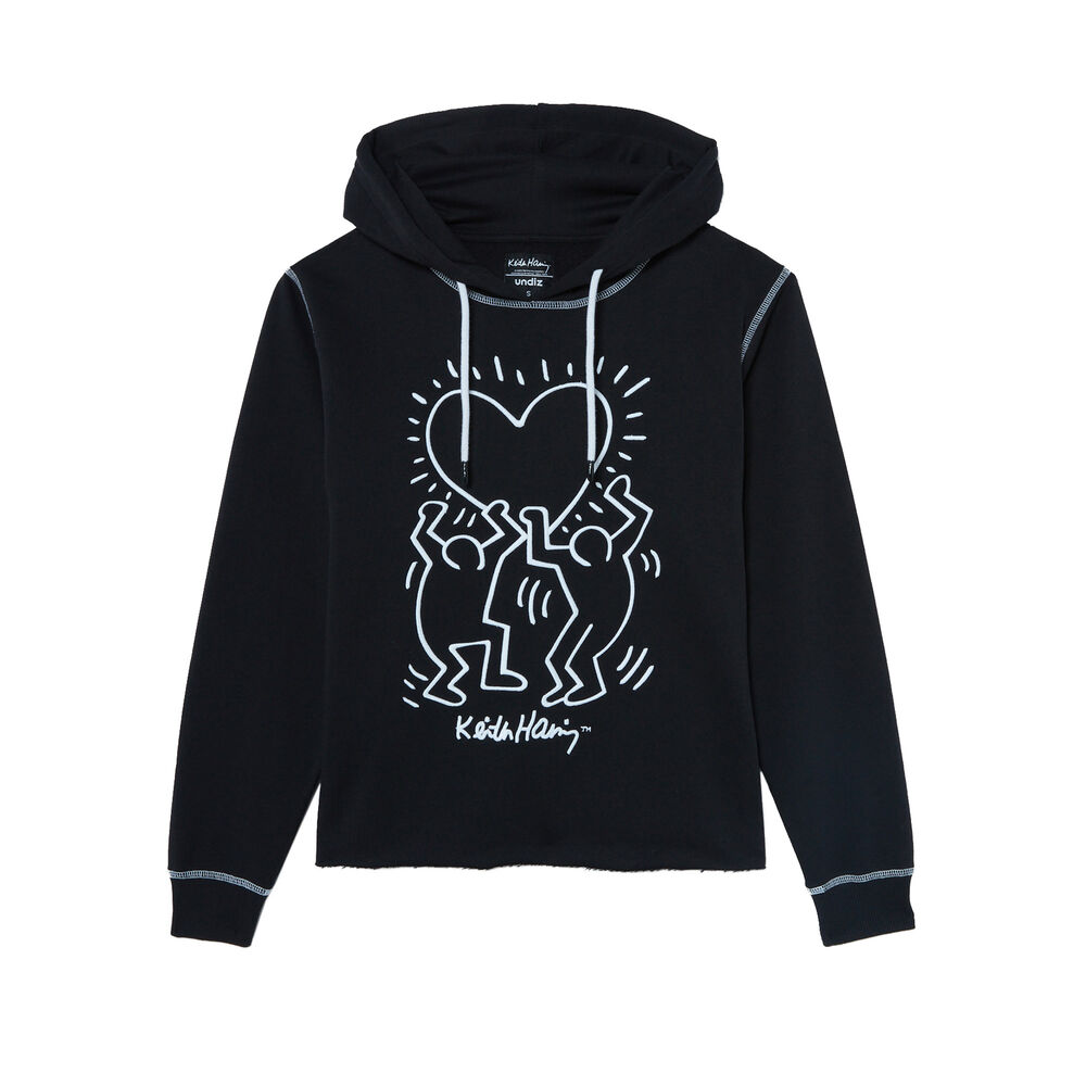 Sweater met keith haring hartjesmotief - zwart zwart.