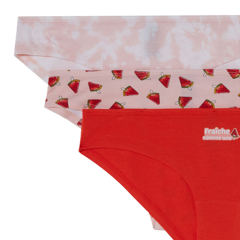 set van 3 slips 'watermeloenfanaten' - roze set van 3 slips 'watermeloenfanaten' - roze;