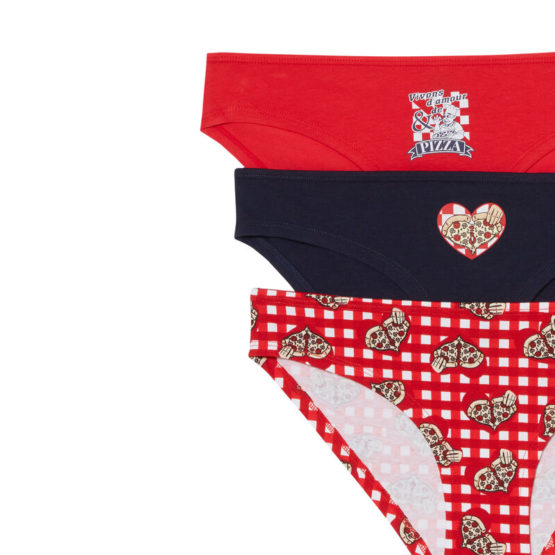lot de 3 culotte pizzas lovers - rouge lot de 3 culotte pizzas lovers - rouge;