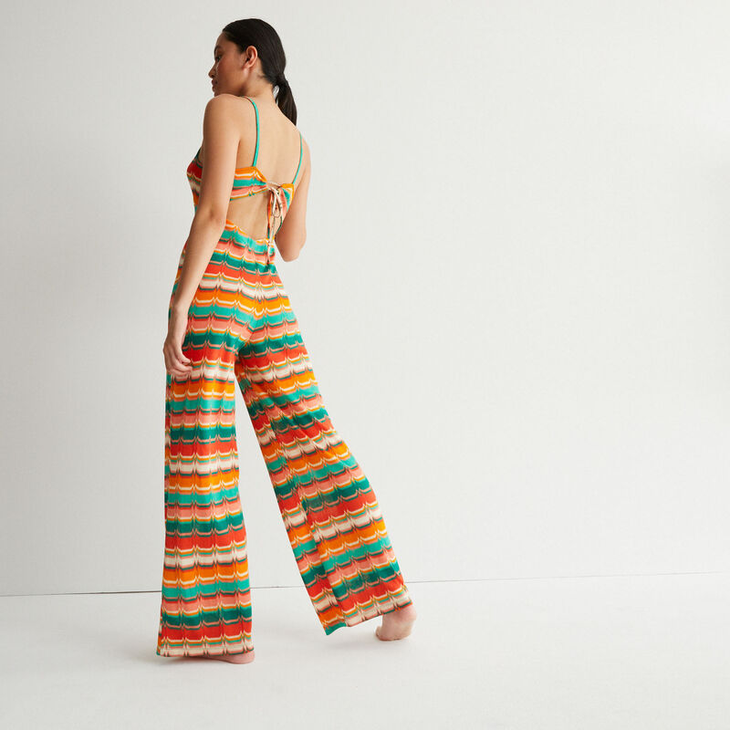jumpsuit met print en striksluiting - groen jumpsuit met print en striksluiting - groen;