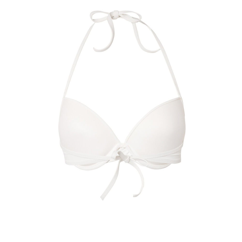 Push-up bikinitop met blote rug en gedraaid decolleté - ecru ecru.