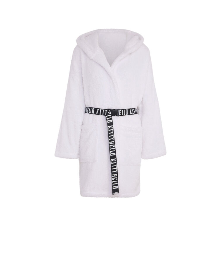 Peignoir polaire broderie hello kitty kittiniz blanc.