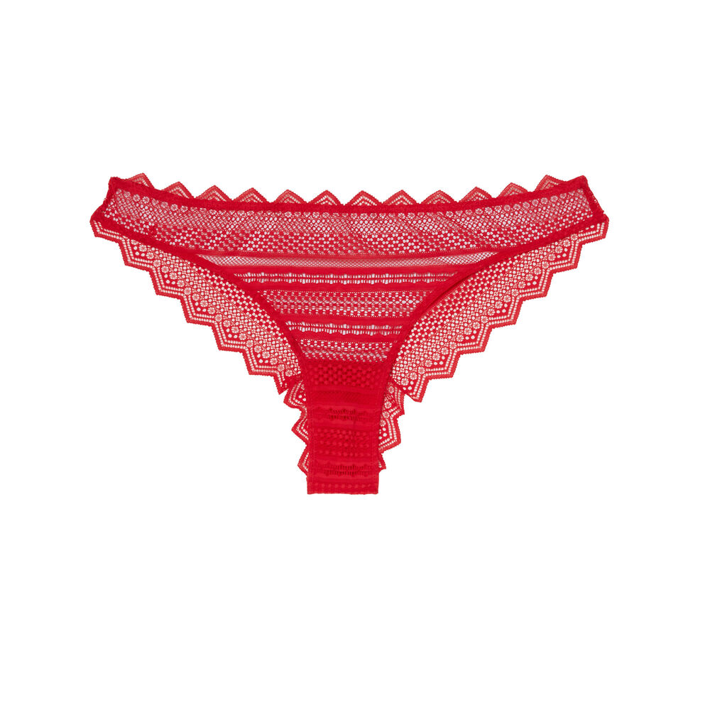 Tanga dentelle géometrique - rouge rouge.